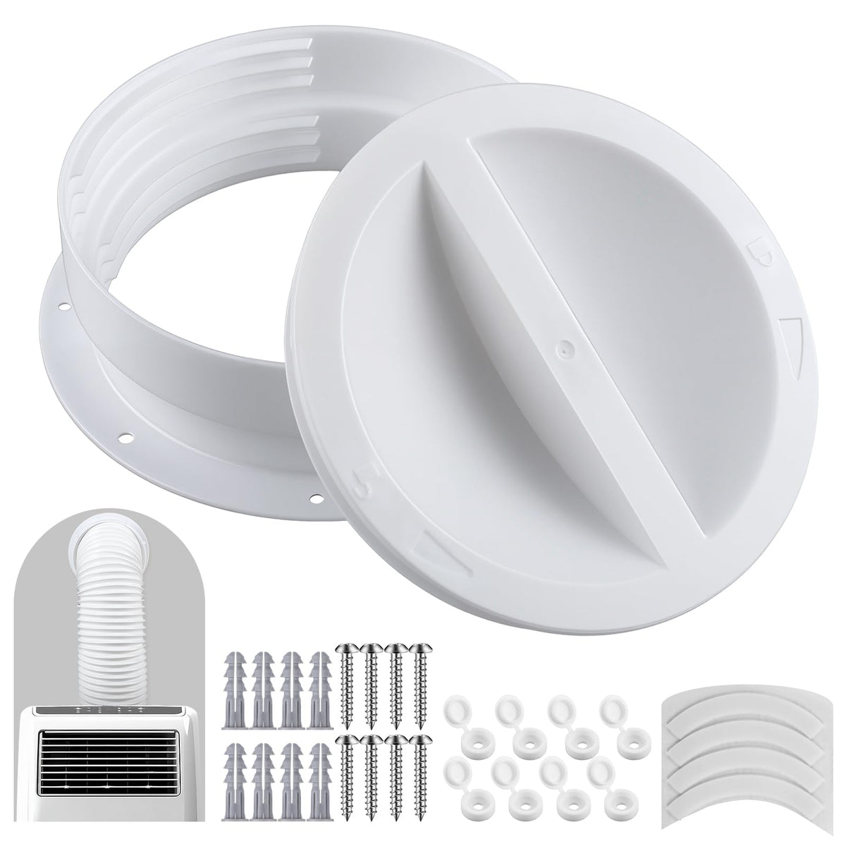 1 Set White Dual Size Wall Mount Connector for Portable Ac Vent Ac Exhaust Hose Coupler for 6 and 6.5 Inches Hose Accessories Plug