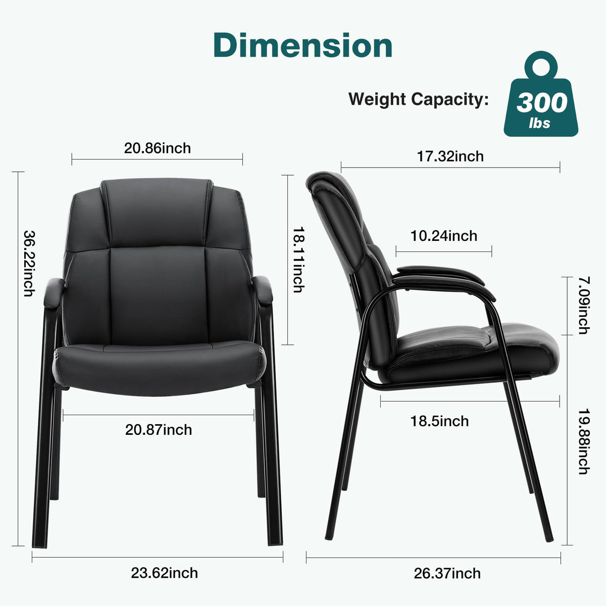 Olixis Waiting Room Chairs, Leather Office Desk Reception Guest Stationary Side Chair with Padded Arms for Home Conference Lobby Area Meeting