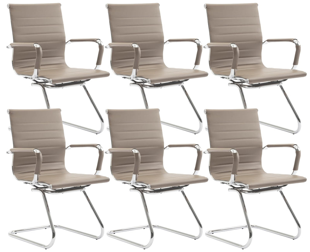 Cimota Waiting Room Chairs Leather Office Guest Chair Mid Back Reception Chairs with Sled Base for Meeting/patient/conference Room, Light Brown