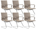 Cimota Waiting Room Chairs Leather Office Guest Chair Mid Back Reception Chairs with Sled Base for Meeting/patient/conference Room, Light Brown