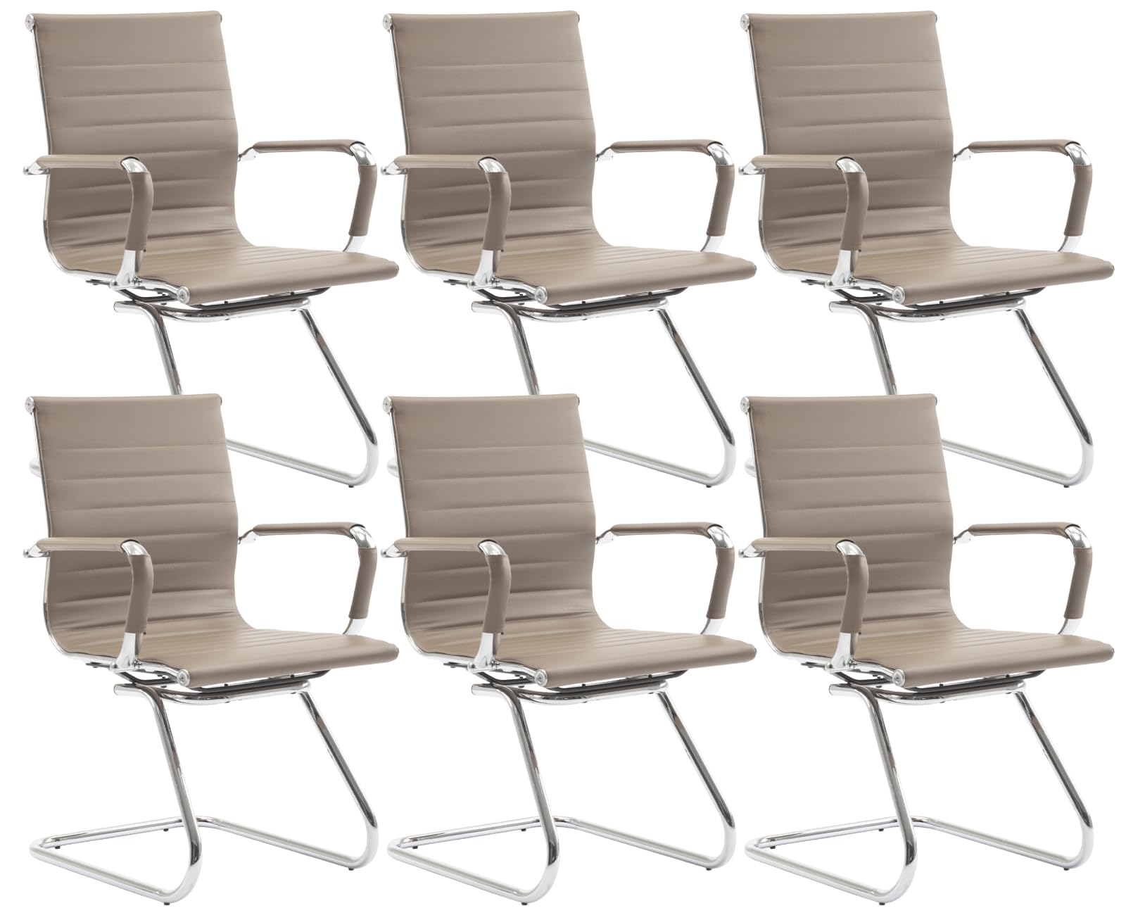 Cimota Waiting Room Chairs Leather Office Guest Chair Mid Back Reception Chairs with Sled Base for Meeting/patient/conference Room, Light Brown