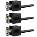 Goldenwarm Black Door Handles Interior, Matte Black Privacy Door Handles, Square Black Door Lever Interior for Bathroom Bedroom (3 Pack)