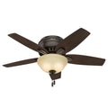 Hunter 42 inch Indoor Ceiling Fan with LED Light - Bronze Ceiling Fan with Pull Chain, For Bedroom or Living Room, Low Profile Flush Mount, No Remote, 5 Blades - Newsome 51081, Premier Bronze