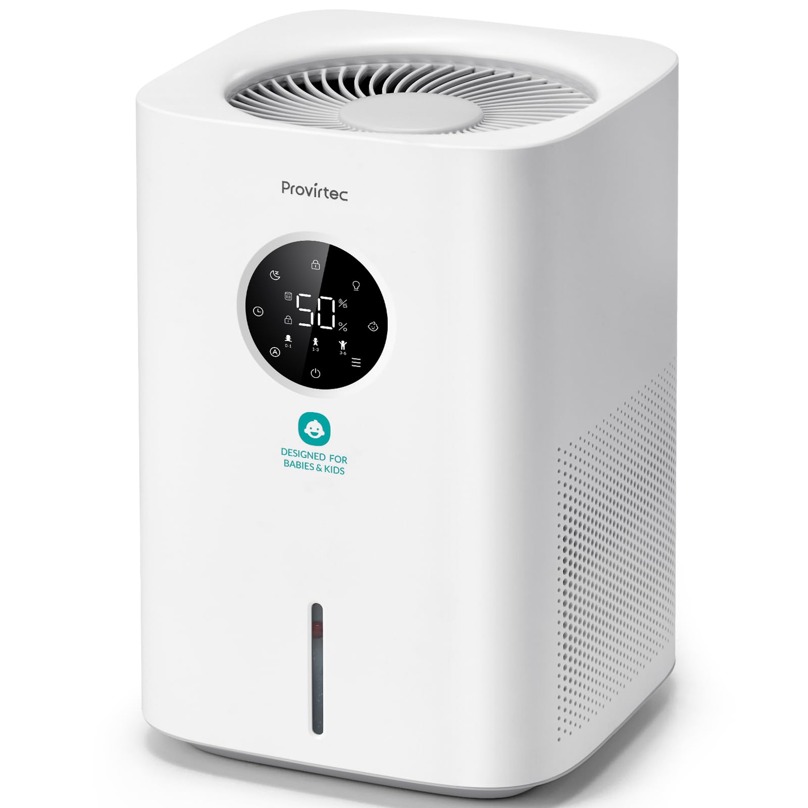 Provirtec Pro Baby Evaporative Humidifier for Bedroom, MistFree & No White Dust, BPA-Free and 16dB Quiet Sleep for Kids, 3 Age-Modes, Auto Control, Tap Water Safe, 4L Easy Clean Tank for Nursery