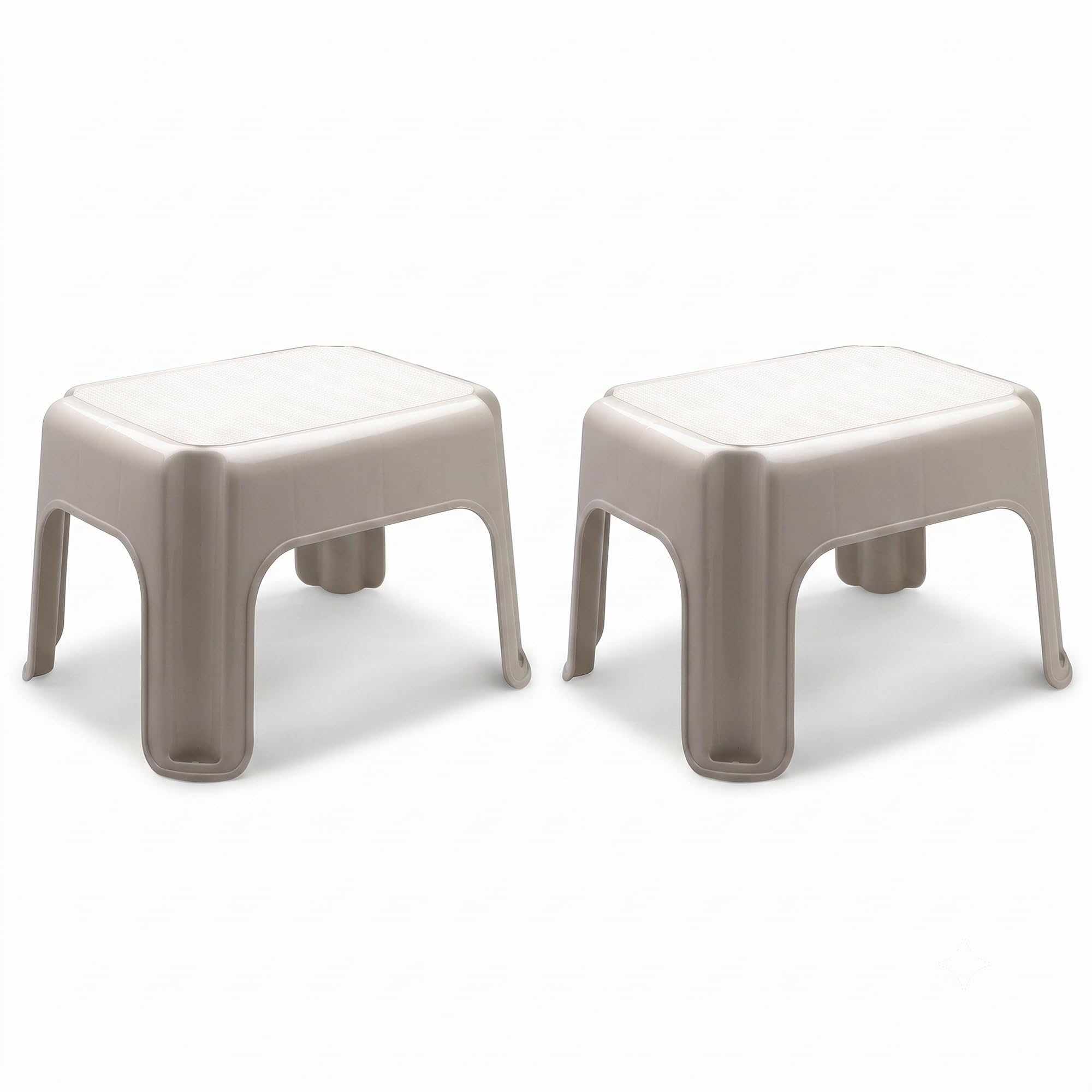 Rubbermaid 2 Pack Lightweight Slip Resistant Roughneck Tough Step Stool, Tan