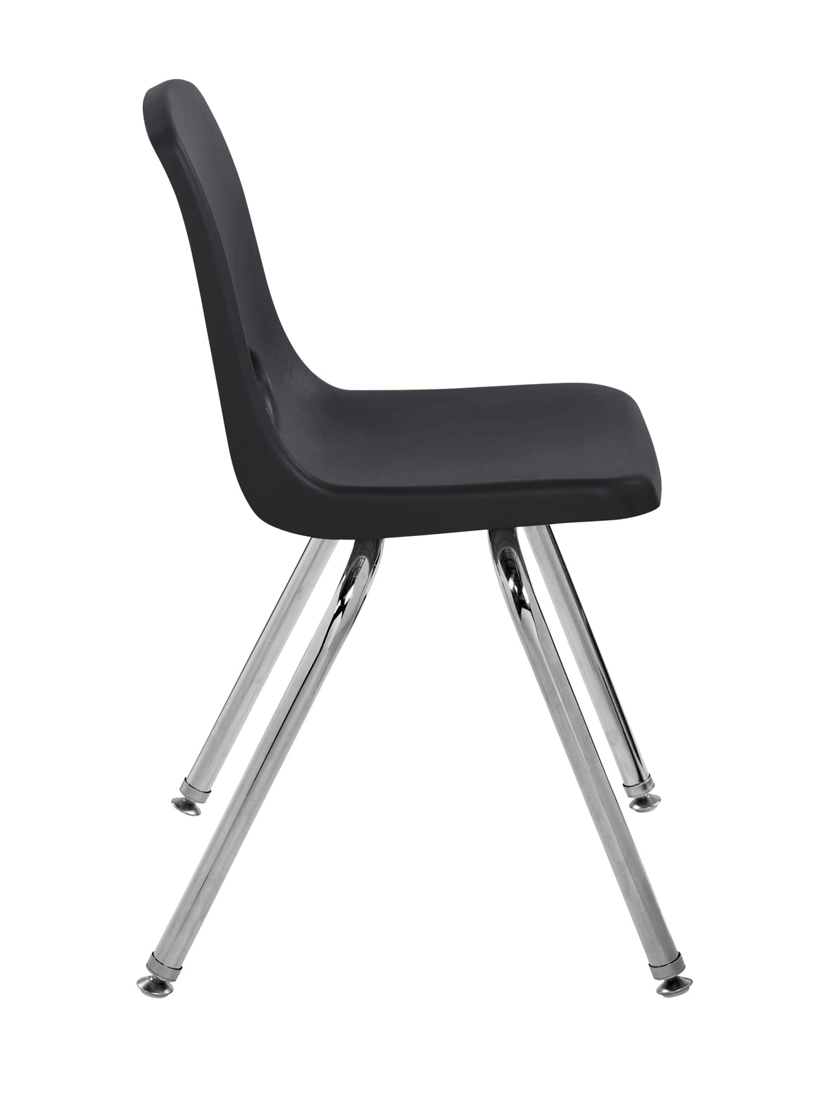 Fdp 16" School Stack Chair,stacking Student Seat with Chromed Steel Legs and Nylon Swivel Glides for In-home Learning or Classroom - Black