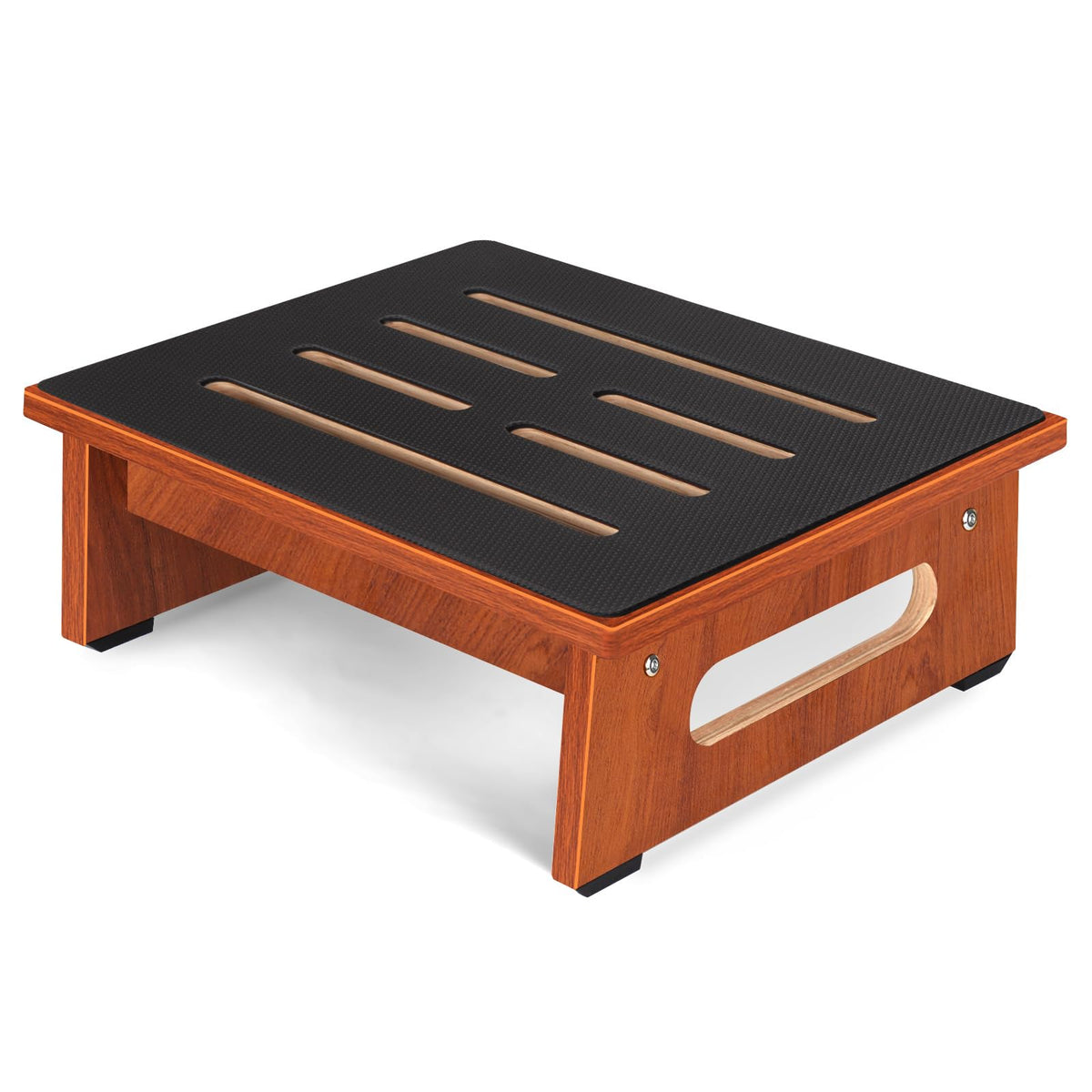 One Step Stool for Adults Seniors with Non-slip Rubber Stepping Surface, Heavy Duty Platform Wooden Step Stool with 450 Lbs Capacity Bed Steps