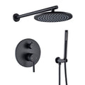 Shower System Black, 10" Round Rain Shower Head with Handheld Shower Head Set, Wall Mounted Shower Faucet Set, Bathroom Shower Mixer Tap, Solid Brass