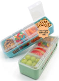 melii Snackle Box | 4 Compartment Divided Snack Container with Individual Lids, Kids Lunch & Travel Food Storage Organizer, BPA-Free, 2-Pack (Blue + Mint)