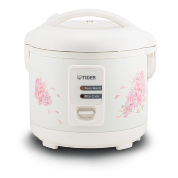 Tiger JAZ-A10U-LF 5.5 Cup Capacity White Rice Cooker with Non-Stick Inner Pot, Retractable Power Cord, and Keep Warm up to 12 hours (Flower)