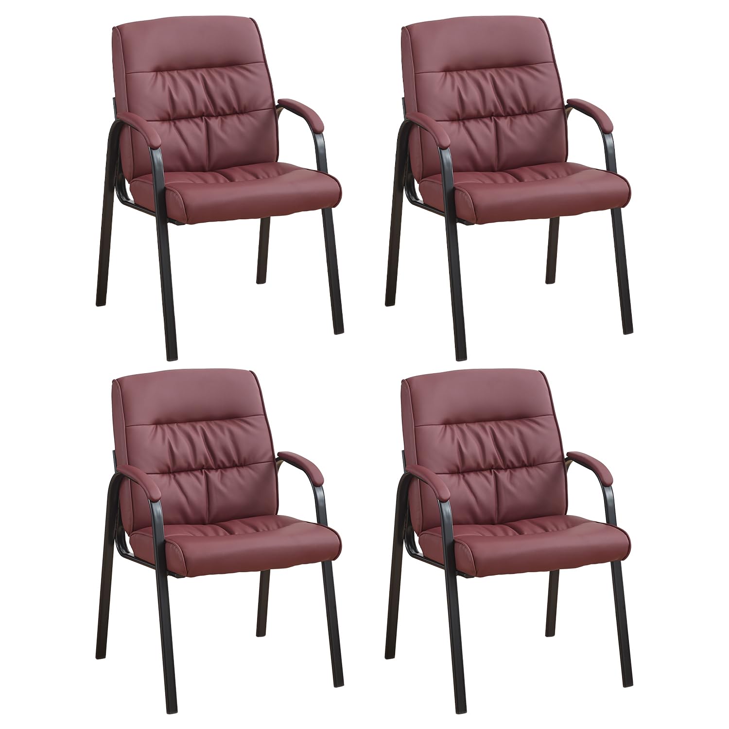 Boiskom Office Guest Reception Chair Set of 4, Conference Room Chairs Waiting Room Chairs 4 Pack, Modern Leather Office Desk Chair No Wheels.