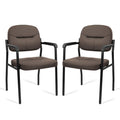 Clatina Leather Guest Chair Sets of 2, Office Reception Chair No Wheels with Armrests and Lumber Support, Ergonomic Desk Armchair for Meeting