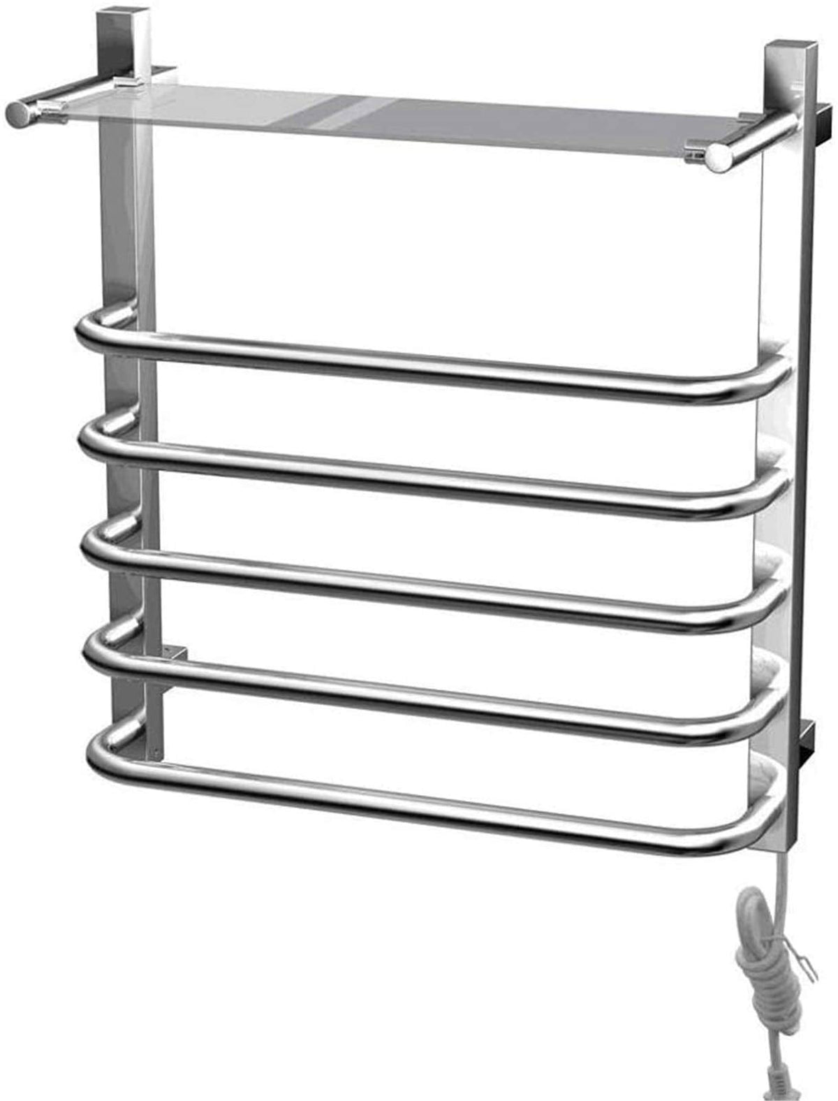 Bathroom Wall Heater ElectricTowel Warmer and Drying Rack, Plug in/Hardwired Wall Mounted HeatedTowel Rack with Storage Shelf 24.4 x 20 x 7.87 inch,Plug in (Plug in