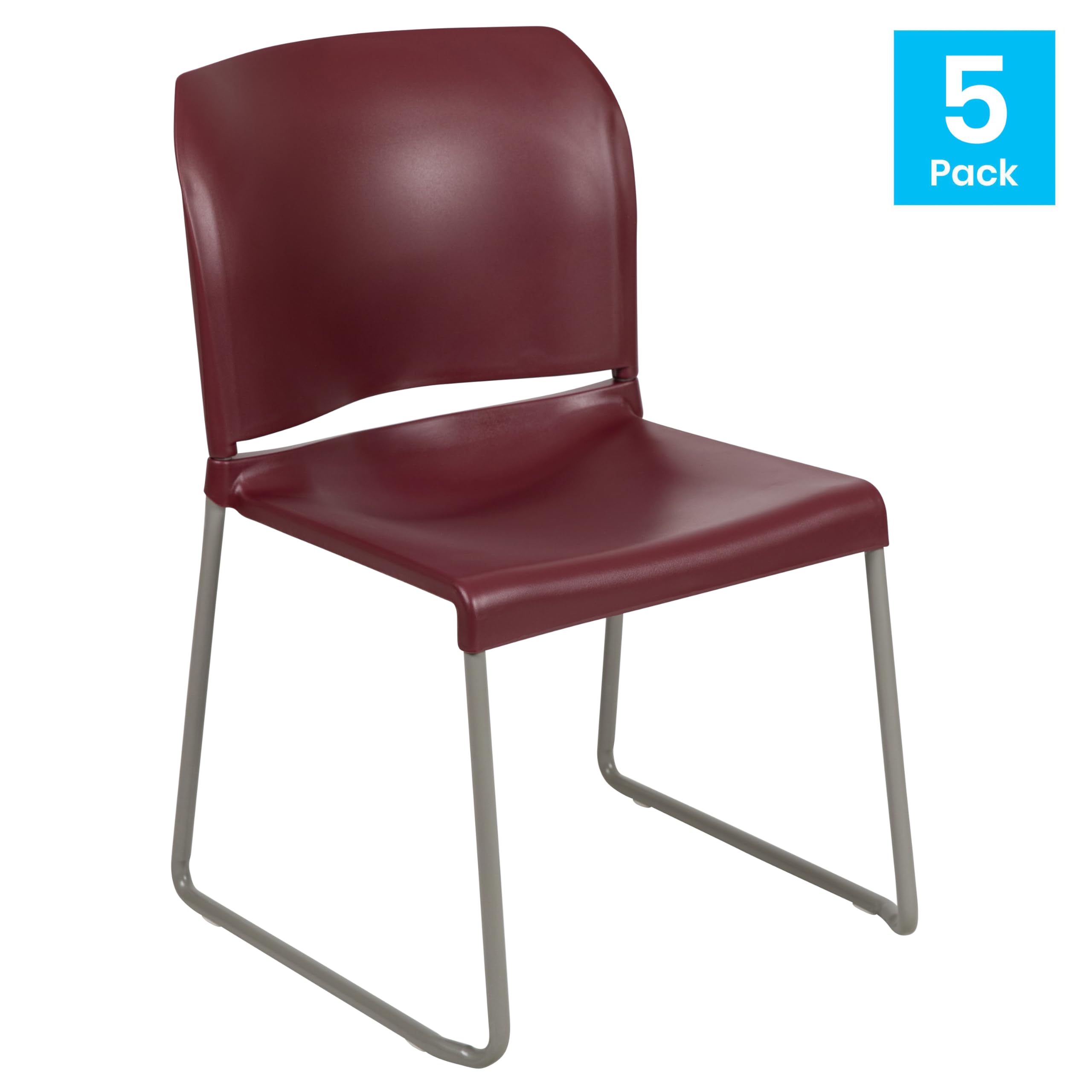 Flash Furniture Hercules Stack Chair, Burgundy, 5-pack, Set of 5
