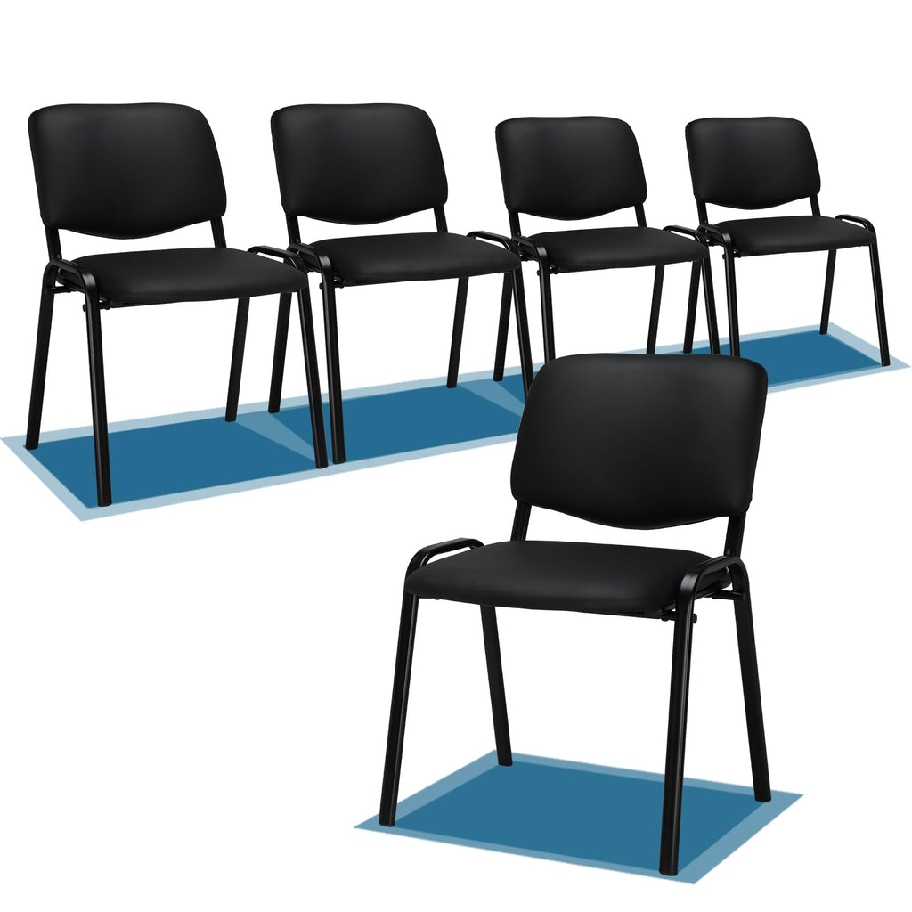 Vingli 5-pack Waiting Room Chairs, Stackable Chair for Office, Pu-black