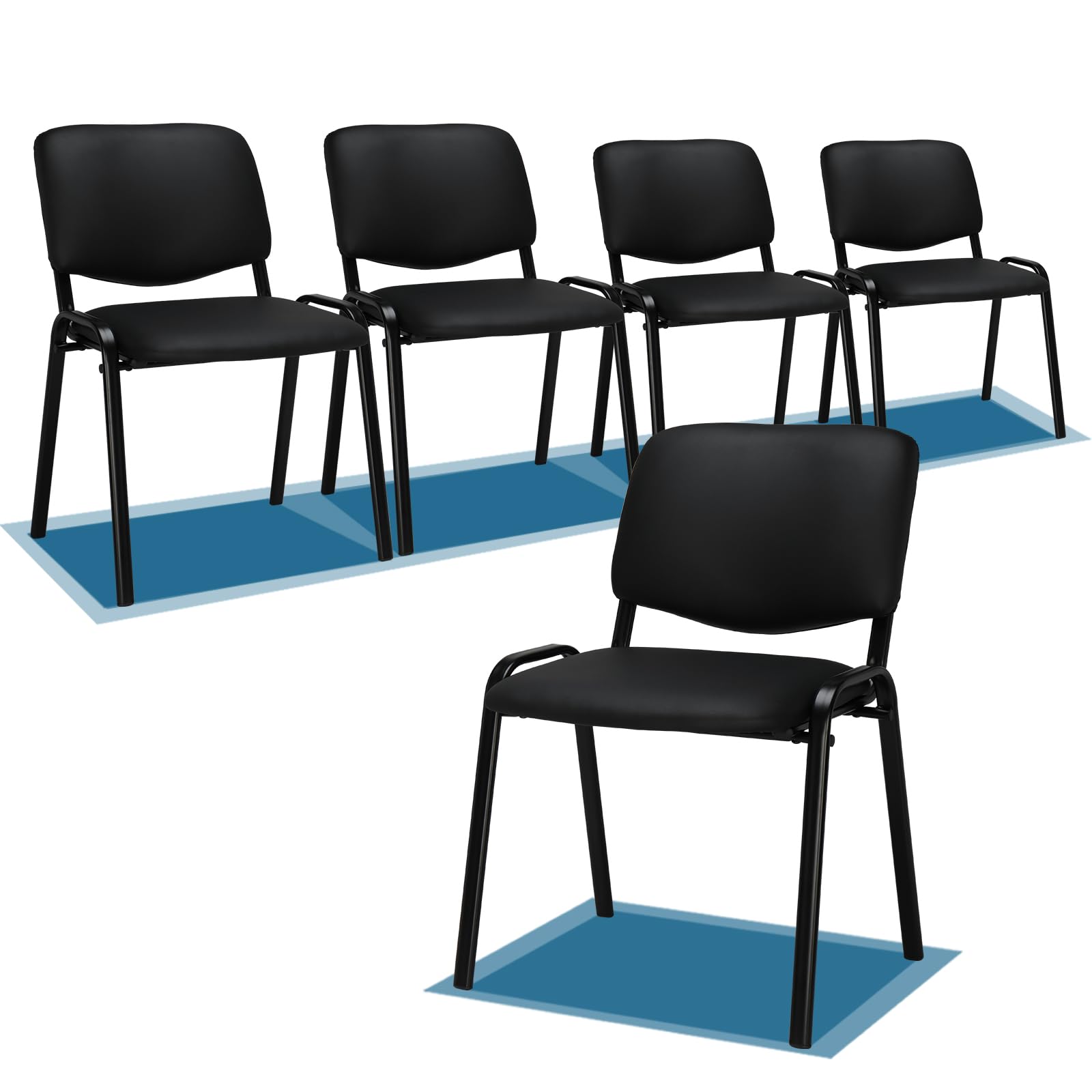 Vingli 5-pack Waiting Room Chairs, Stackable Chair for Office, Pu-black