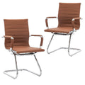 Dm Furniture Conference Room Chairs Set of 2, Waiting Room Chairs with Arms, Faux Leather Reception Chairs No Wheels, Office Guest Chairs with