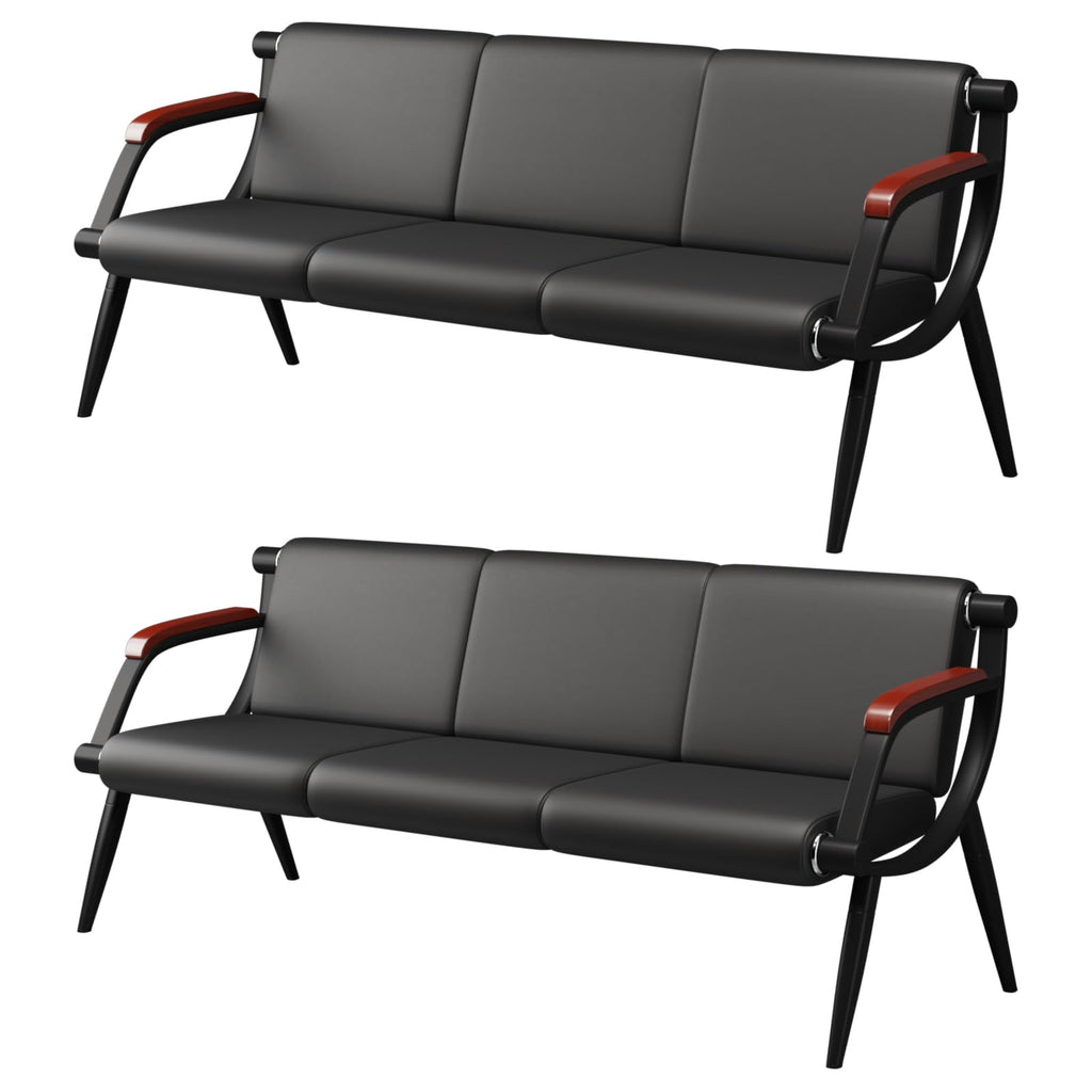 Wonline Waiting Room Bench, Office Furniture Reception Chairs with Arms, Office Guest Chairs Set of 2, Leather Chairs Is Suitable for