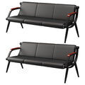 Wonline Waiting Room Bench, Office Furniture Reception Chairs with Arms, Office Guest Chairs Set of 2, Leather Chairs Is Suitable for