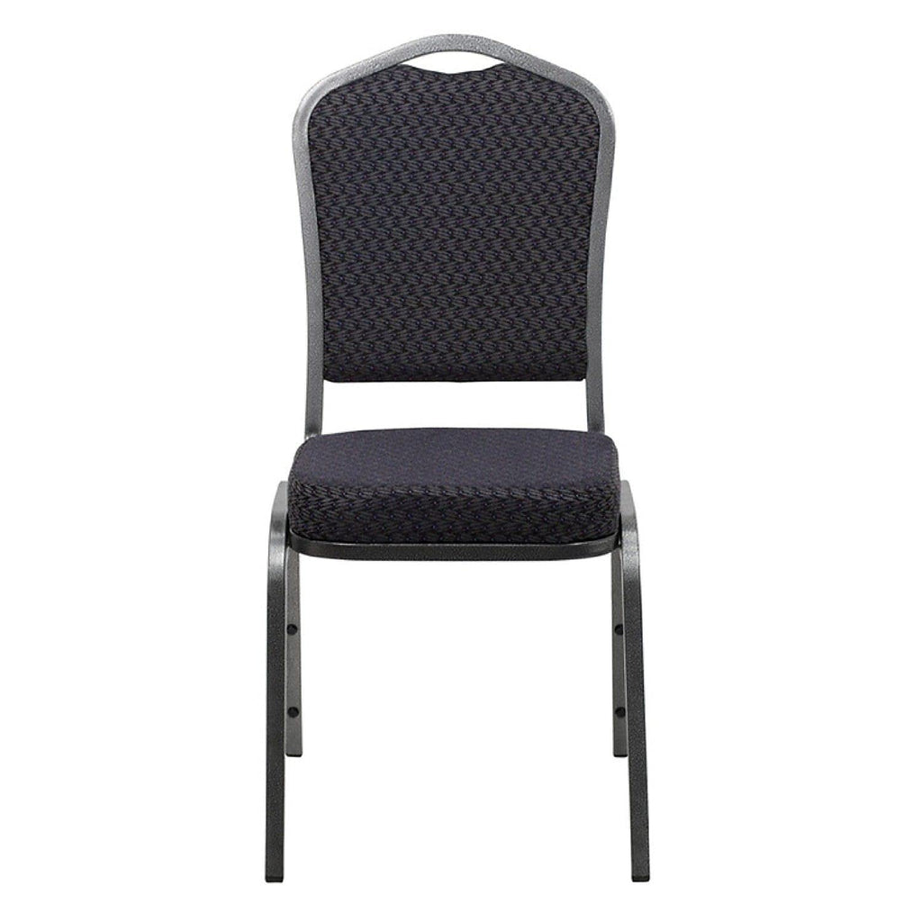 Flash Furniture Hercules Crown Back Stackable Banquet Chair, Black, 4-pack, Set of 4, Black Patterned Fabric/silver Vein Frame