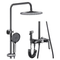 Shower System, Gray Shower Faucet Set 4 Functions Shower Fixtures Brass Bathroom Shower Faucet Set with Handheld Sprayer of 3 Modes, Round Rain Shower Head, Bathtub Spout, Bidet Sprayer