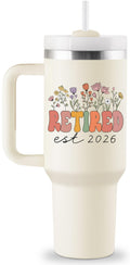 Retirement Gift for Woman 2026 - Retirement Gifts for Women - Cool Retired Gifts for Teacher Coworker Friend Mom Grandma - 40oz Travel Cup Insulated Tumbler with Lid & Straw