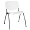 Flash Furniture Hercules Series 880 Lb. Capacity White Plastic Stack Chair with Titanium Gray Powder Coated Frame, Set of 1