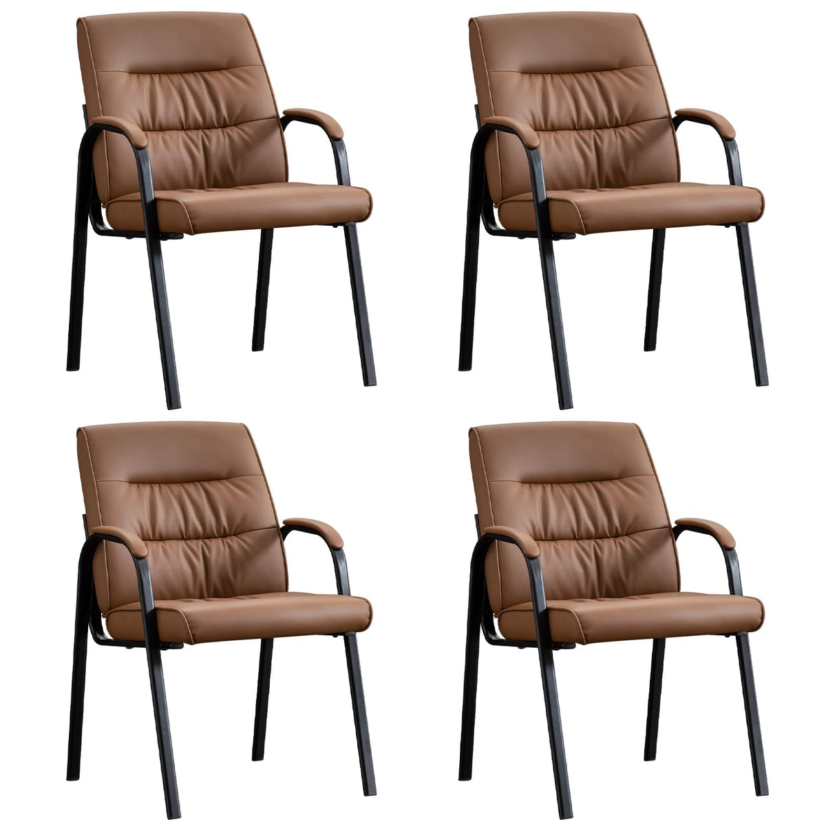 Boiskom Office Guest Reception Chair Set of 4, Conference Room Chairs Waiting Room Chairs 4 Pack, Modern Leather Office Desk Chair No Wheels.