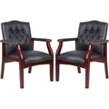 Black Leather Office Chairs Set of 2 -ergonomic Executive Guest Chairs for Reception, Multi-scene Use (waiting Room, Meeting, Conference,