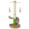 Cat Scratching Post, 26 Inch Tall Scratching Posts for Indoor Small Cats and Kittens, Sisal Cat Scratch Post with Hanging Toys, Rubber Brush and Double-Layer Interactive Wooden Ball Track