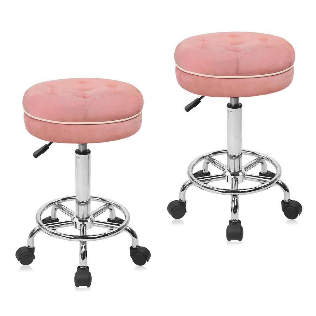 Klasika Velet Rolling Bar Stool with Wheels, Tall Drafting Stool with Adjustable Height and Footrest, Multi-purpose Office Desk Chair for Home