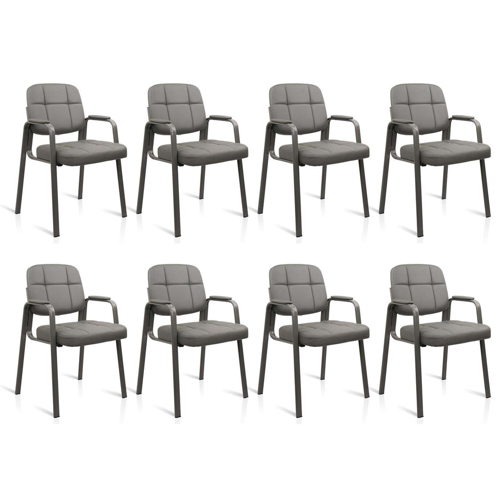 Clatina Waiting Room Guest Chair with Bonded Leather Padded Arm Rest for Office Reception and Conference Desk(grey 8 Pack)
