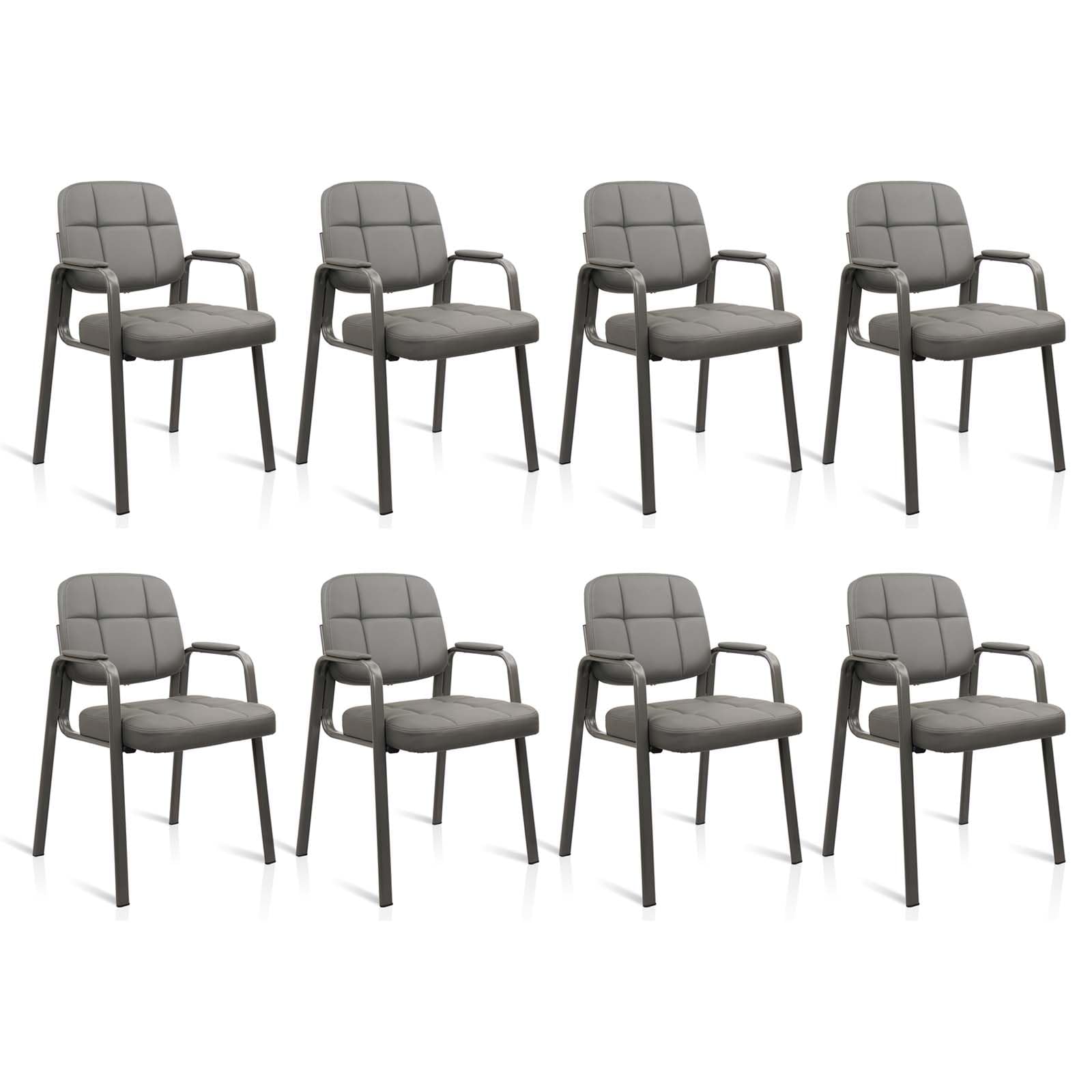Clatina Waiting Room Guest Chair with Bonded Leather Padded Arm Rest for Office Reception and Conference Desk(grey 8 Pack)