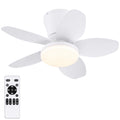 Small Ceiling Fans with Lights 25 Inch - Low Profile Ceiling Fans with Remote Control, Flush Mount, 5 Reversible Blades, 6 Speeds + Natural Wind Model, Timer, Night Light, for Bedroom Indoor,White