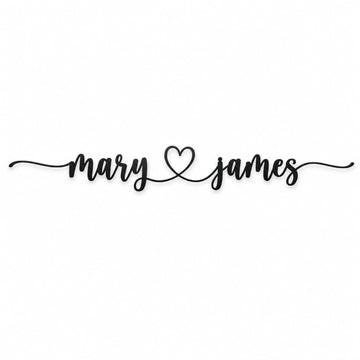 Personalized Two Name Metal Sign, Custom Heart Couples Wall Art
