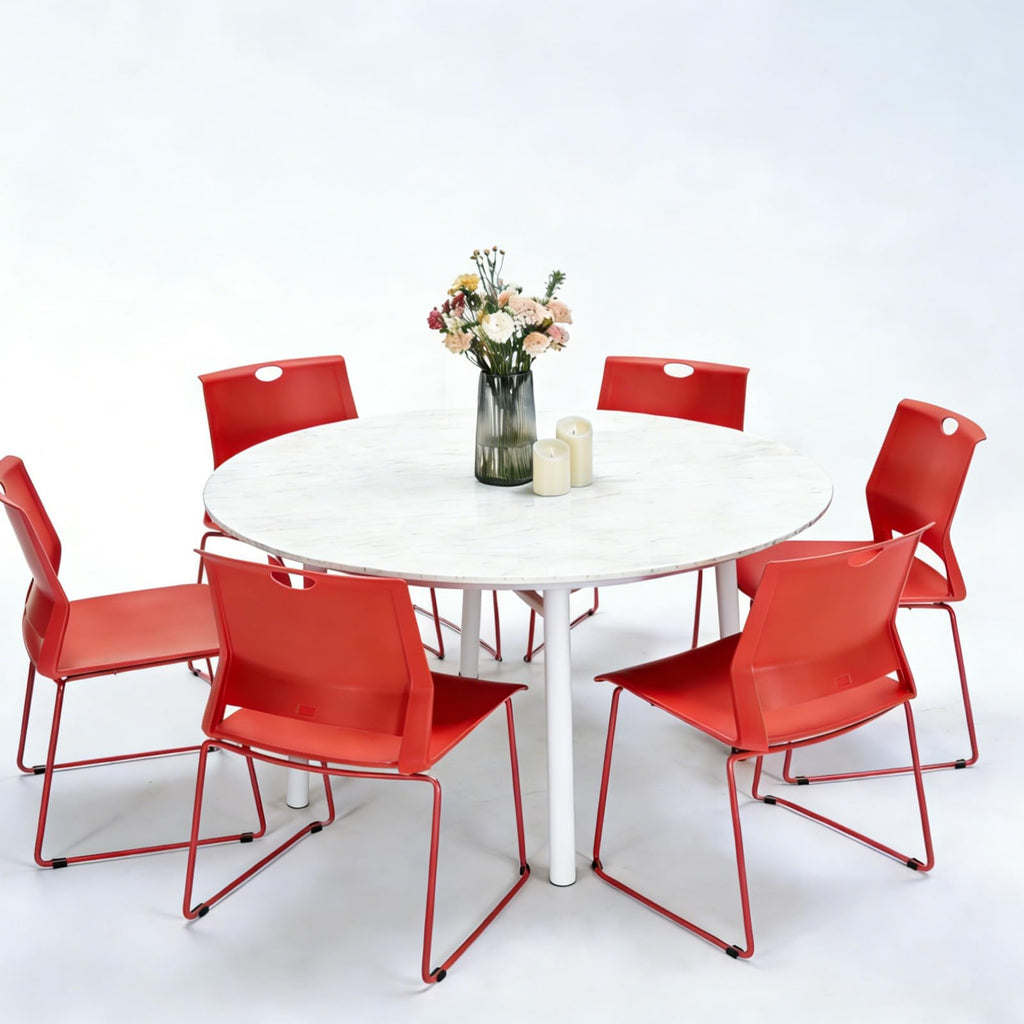 Red Stackable Chairs Set of 4 for Break Conference Room Church Banquet