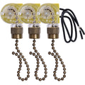 Ceiling Fan Light Switch Zing Ear ZE-109,Two-Wire On-Off Control Pull Chain Switch Compatible with Hunter Ceiling Fans Wall Lamps (Bronze Pull Chain) 3 Pcs