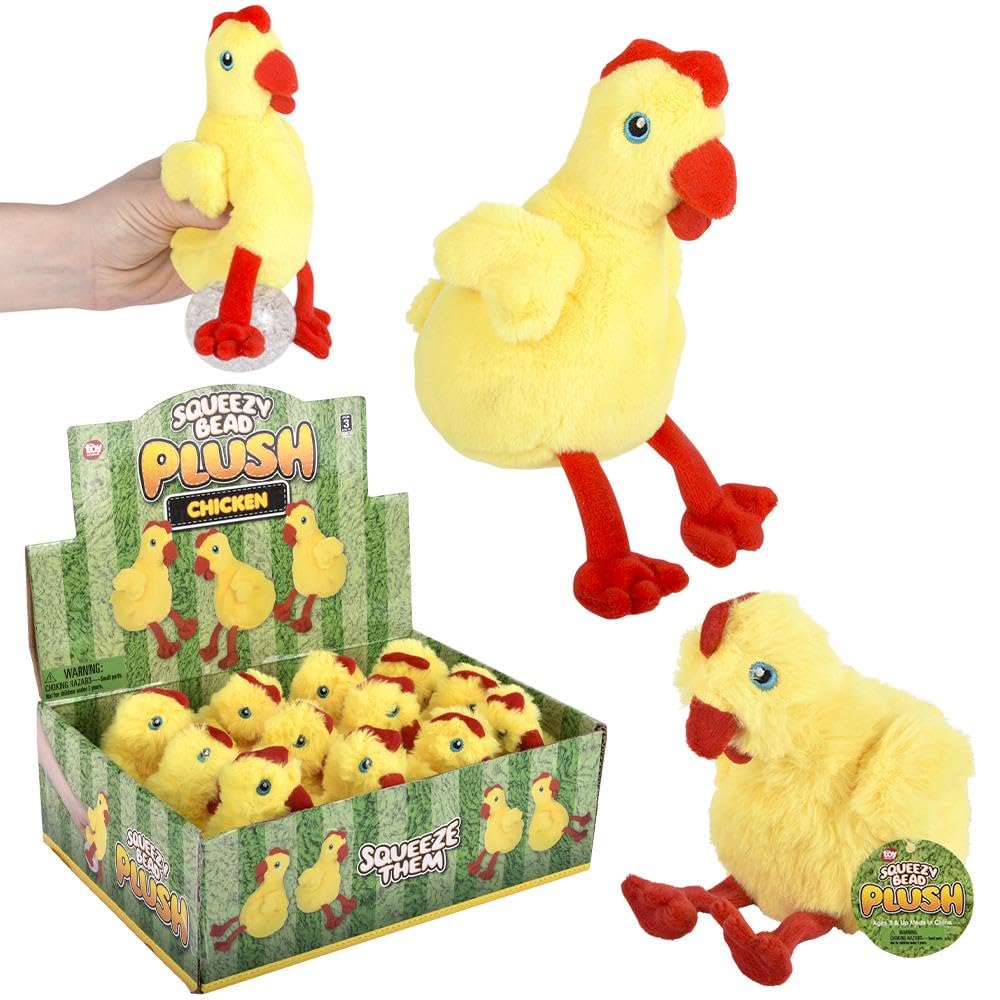 Rhode Island Novelty 4.75" Chicken Squeezy Bead Plush 12pc