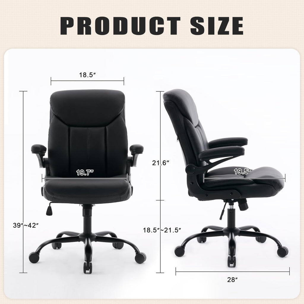 Joynet Leather Executive Office Chair - Black Ergonomic Computer Desk Chair, 18.9 WX 19.3 X 34.3 Inches