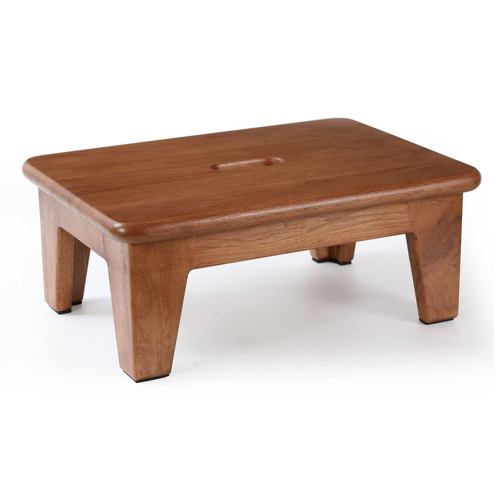 Consdan Step Stool for Bed - Usa Grown Oak, Wooden Stool for Adults and Seniors, 6.5" High, Non-slip Mat, No Assembly Needed, Solid Wood,