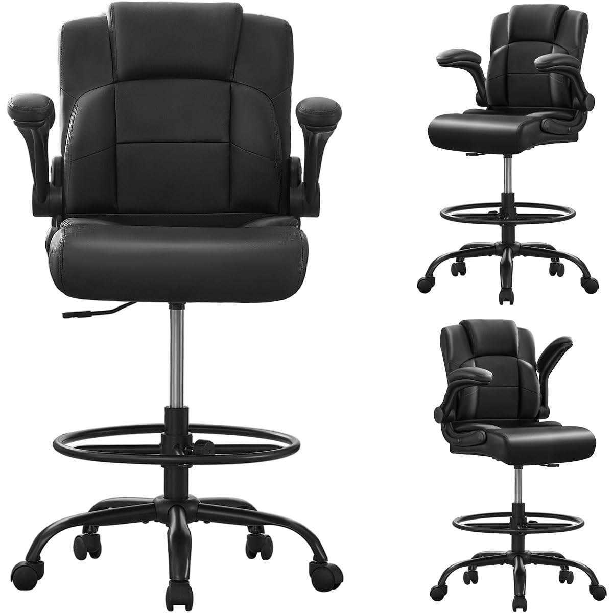 500lbs Drafting Chair,big and Tall Office Chair for Standing Desk with Wide Seat,2d Adjustable Lumbar Support,ergonomic Office Chair with