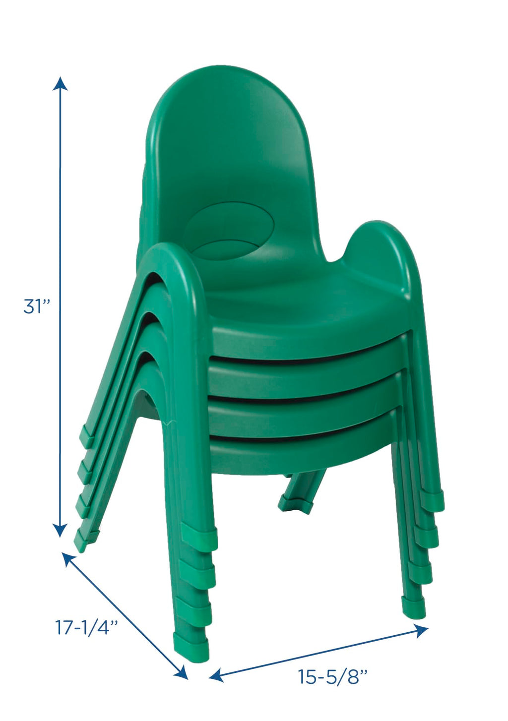 Angeles Value Stack 11" Child Chair, Shamrock Green, 4 Pack, Stackable Ergonomic Seating Solution for Classrooms and Homeschools