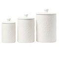 10 Strawberry Street Embossed Ceramic Kitchen Canister Set, Set of 3, Stamp White
