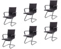 Cimota Waiting Room Chairs Leather Office Guest Chair Mid Back Reception Chairs with Sled Base for Meeting/patient/conference Room, Retro Black