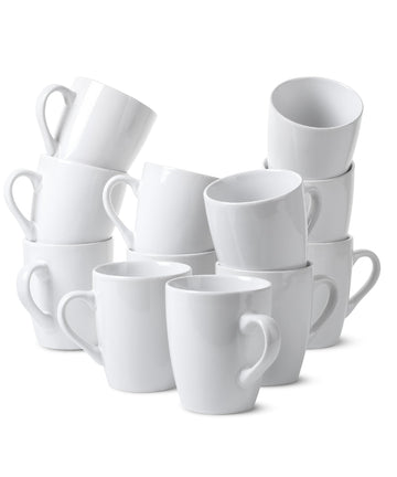 BTaT- White Coffee Mug Set, 12 Pack, 12oz, Ceramic Coffee Cups