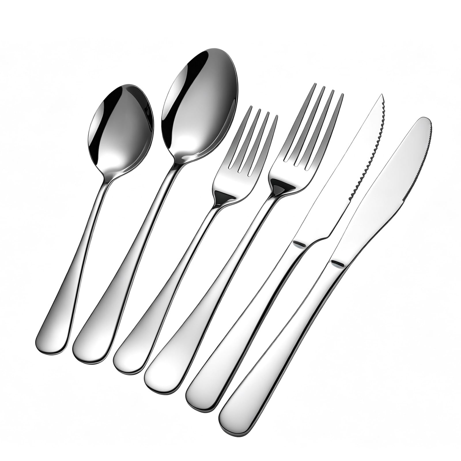 GPY 36-Piece Silverware Set with Steak Knives, Nickel Free 18/0 Stainless Steel Flatware Set Service for 6, Heavy Duty Eating Utensils with Mirror Polish, Dishwasher Safe for Home Kitchen & Restaurant