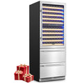 BODEGA Wine and Beverage Refrigerator, 30 Inch 2 IN 1 Dual Zone Wine Cooler,Built-in or Freestanding Beverage Cooler, Soft LED Light Hold 150 Bottles and 234 Cans