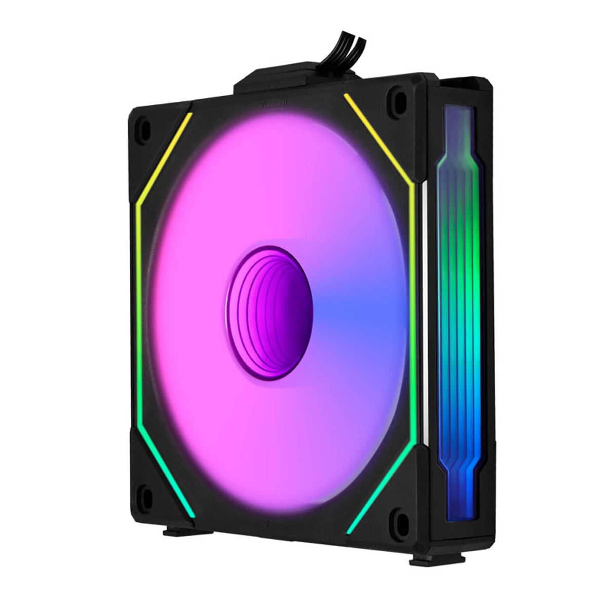 Lian Li UNI Fan SL-Infinity 120mm Reverse Blade-Single Pack-ARGB Fan (Non-Wireless) -Daisy-Chain Design-Infinity Mirror-Cable Management-Customizable Lighting Effects-Black-(UF-RSLIN120-1B)