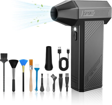 MJY 180000PRM Electric Air Duster,4 Gear Adjustable Cordless Compressed Air Duster,7600mAh Rechargeable Battery Mini Jet Fan Blower for Computer Keyboard,Car,Outdoors,Home