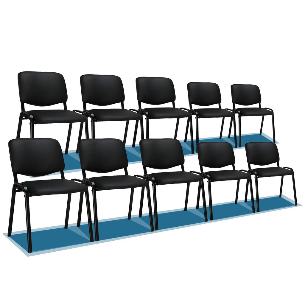 Vingli 10-pack Waiting Room Chairs, Stackable Chair for Office, Pu-black